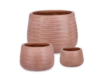 Set 3 terakotových květináčů TRESSAGE hnědáa6