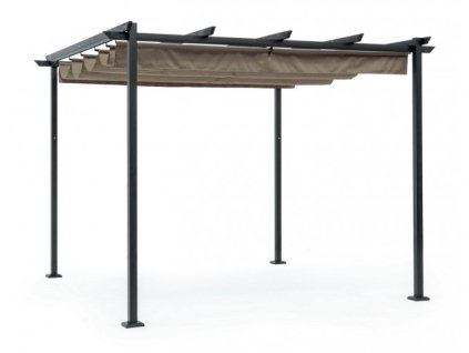Hliníková pergola se stínící látkou DYNAMIC 3x3m černá