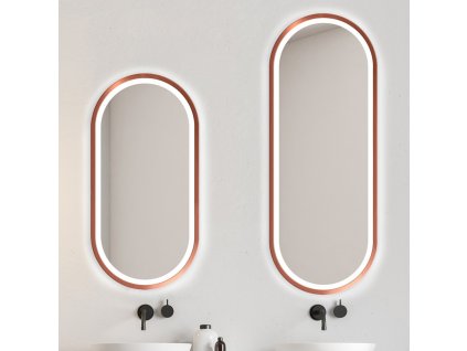 Zrkadlo do kúpelne s LED - Zeta Copper LED - Medená - Oválne