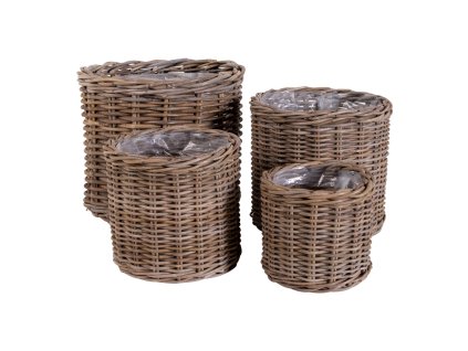 Set 4 proutěných květináčů BOGOR