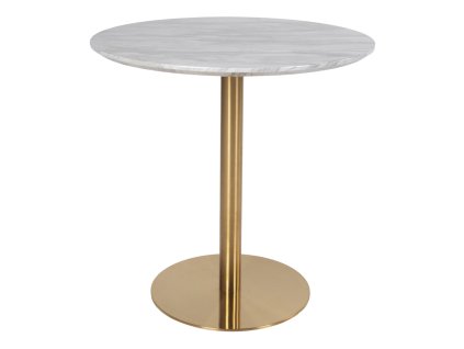 Kulatý jídelní stůl BOLZANO o90 cm se zlatou nohou a mramorovou deskou