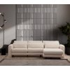 Krémová rohová pohovka LILY s lenoškou vpravo