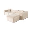 Čtyřmístná pohovka s pufem LORA krémová 303 cm