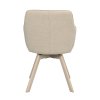 Jídelní židle ALISON s područkami světle béžová s bělenými dubovými nohami
