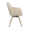 Jídelní židle ALISON s područkami světle béžová s bělenými dubovými nohami