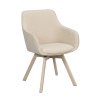 Jídelní židle ALISON s područkami světle béžová s bělenými dubovými nohami