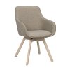 Jídelní židle ALISON s područkami tmavě béžová s bělenými dubovými nohami