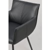 Kožená jídelní židle s područkami HINCKLEY černá