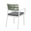 Zahradní jídelní židle s područkami ALVIN bílá se zeleným opěradlem