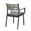 Zahradní jídelní židle s područkami ALVIN antracitová se zeleným opěradlem