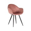 eetkamerstoel forli oud roze fluweel zwart metaal 60x58x83 cm perspectief