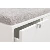 Bílá lavice s úložným prostorem CONFETTI a šedým sedákem 106 cm