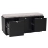 Černá lavice s úložným prostorem CONFETTI a šedým sedákem 106 cm