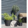 Set 4 černých proutěných květináčů BOGOR