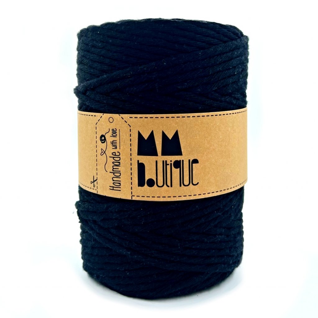 MMboutique MACRAMÉ cord Single twist 5mm 100m Black - Kreativni.PROSTOR