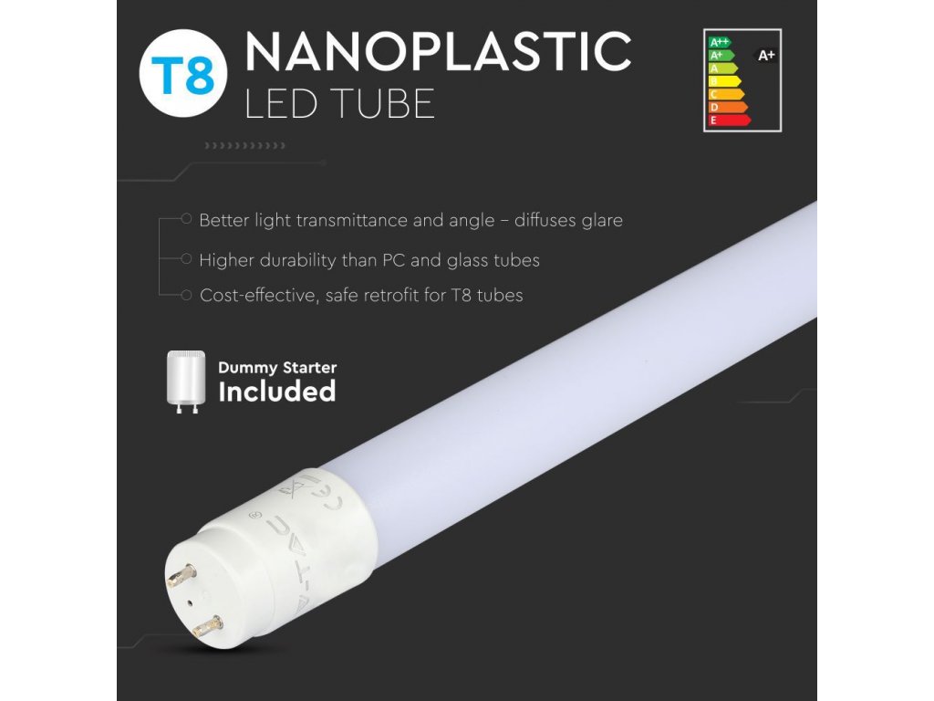 LED-Röhre T8 18W, 1700lm, 120cm, G13, NANO PLASTIC 