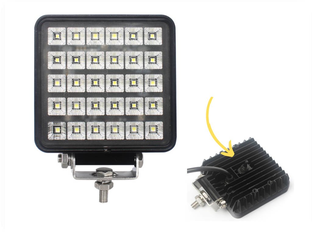 LED Arbeitsscheinwerfer mit Schalter 105x105, 12-24V, 800 Lumen