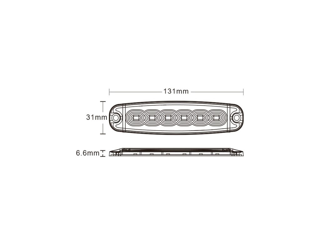 LED Warnlicht 6xLED, schmal, 20W, 3 Modi, 12/24V [LW0038-2] 