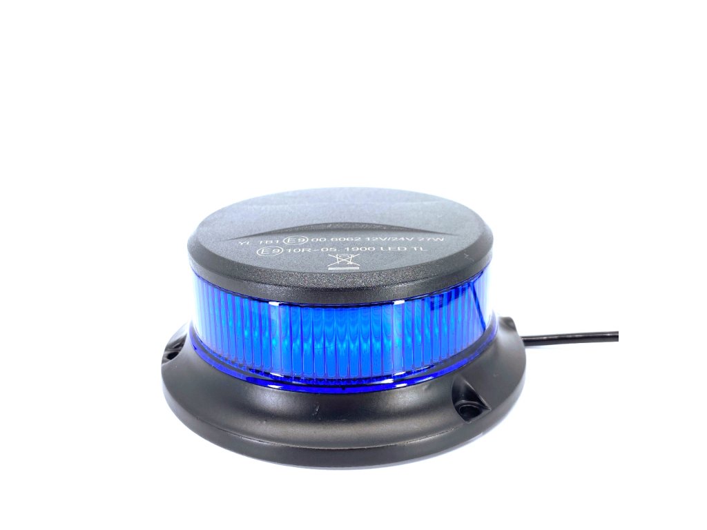 LED-Warnleuchte blau mit Magnet, 27W, 12/24V, 3m Kabel zum Feuerzeug, R10  R65, 3 Modi [ALR0056] 