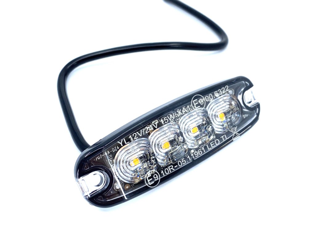 LED-Warnlicht 15W, 4xLED, schmal, 12V/24V, 3 Modi [LW0037-2