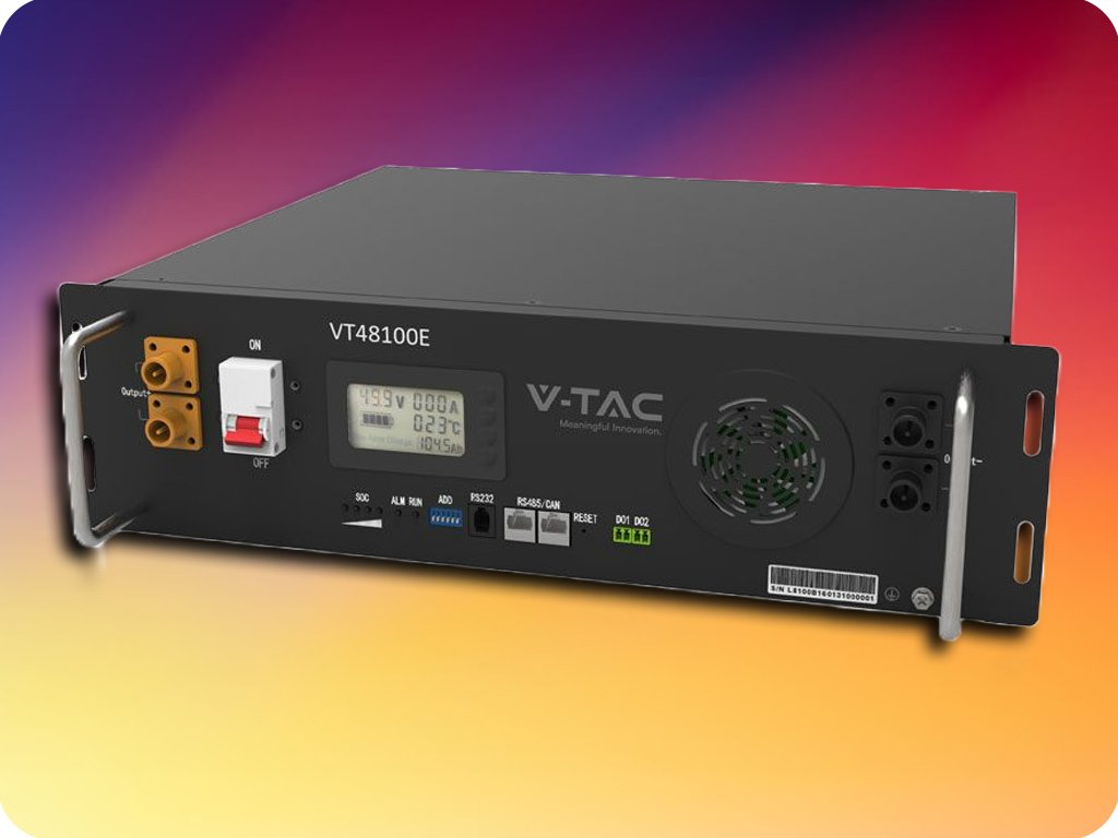 V-TAC Lithium Batterie 5,12kWh für Solarwechselrichter, Montage im Träger [11377]