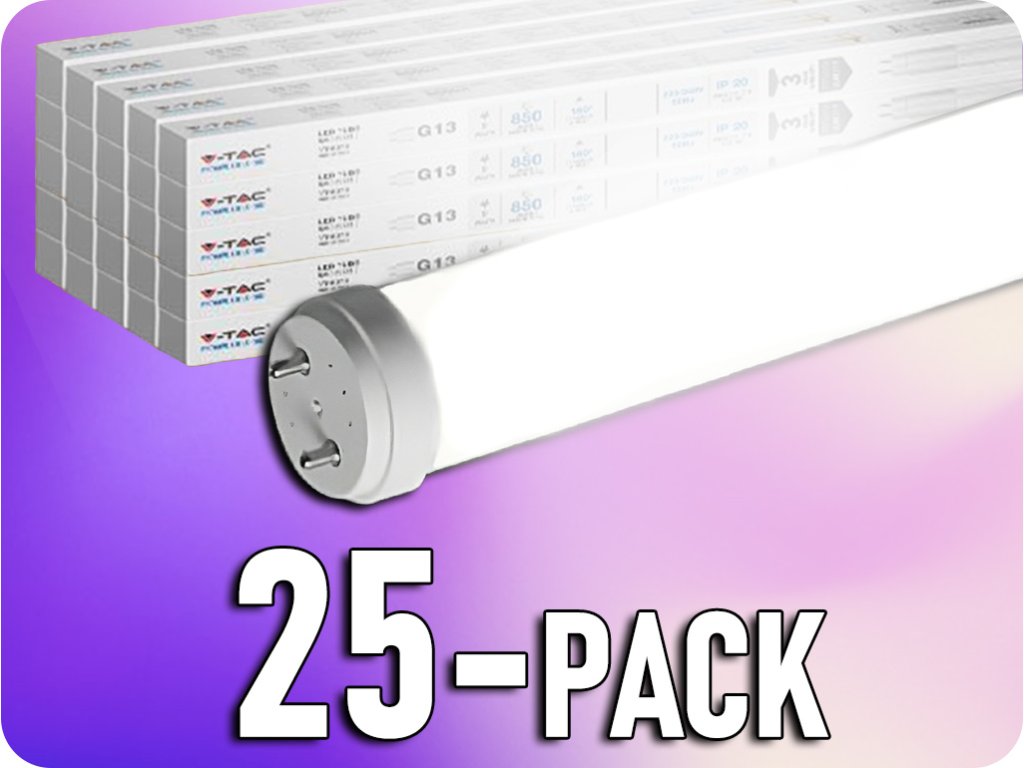 LED-Röhre T8, 18W, 1850lm, G13, Glas, 120cm/25-PACK! 