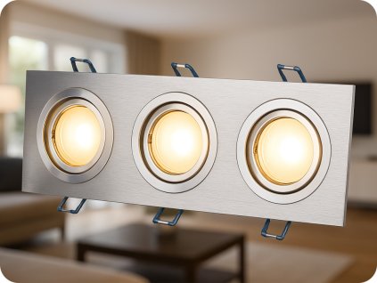 3 x GU10 Gehäuse Quadratisch Aluminium gebürstet