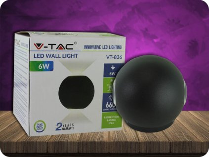 6W LED Wandleuchte Schwarz Gehäuse Rund IP65 4000K (Lichtfarbe Neutralweiß)