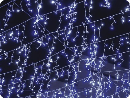 LED Regen, 3m, 144LED, 24 x Ast, 60cm Astlänge, CW, ohne Funktionen, mit Adapter [R144WE44TC]