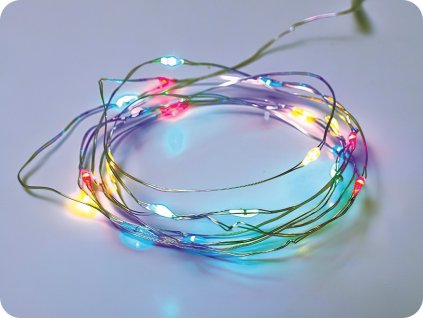 LED dekorative Kette 2m, 20LED, 2xAA, RGB, ohne Funktionen, Silber Kupfer [X0120311]