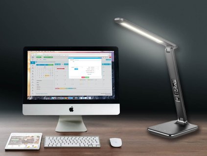 2717 led schreibtischlampe mit displays 9w silber dimmbare