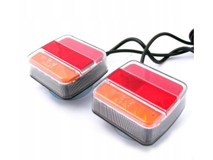 Set LED-Licht 5 Funktionen (Rück-, Brems-, Fahrtrichtungs-, Kennzeichen-, Rückstrahler) 12/24V mit Magneten, Kabeln [L1854]