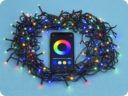 Solight LED WIFI Smart Outdoor Weihnachtskette, 400 LEDs, 20m, 5m Zuleitung, warmweiß + bunt [1V13-WIFI]