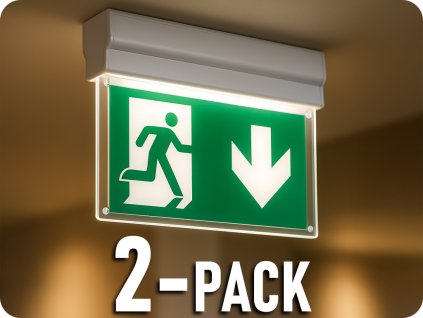 2W, 160lm, 16xLED Wandflächen Notausgangsleuchte, 6000K/2-PACK!