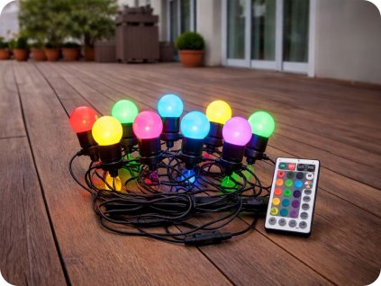 LED KETTENLICHT RGB 7.5W, 15xLED, 13m, IP44