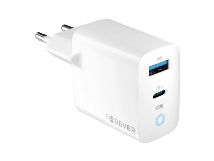 FOREVER LADEADAPTER GAN, PD, QC LADEGERÄT, 1X USB-C, 1X USB, 65W, WEISS [GSM171397]