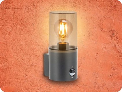 ORNO WANDLAMPE MIT SALVIA-SENSOR FÜR 1XE27 MAX. 15W, IP54, GRAU [AD-OP-6573GE27PPR]