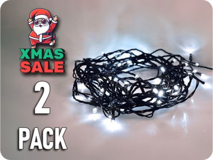 XM LED Outdoor Weihnachtskette, 100 LED, 10m, 3m Versorgung, 8 Funktionen, Timer, IP44, kaltweiß/2-PACK! [1V101-W]