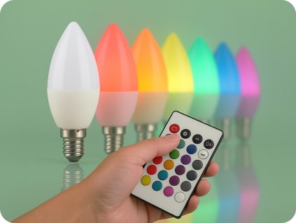 LED-Lampe E14 RGB+4000K, 4,8W, 470lm, RF-Steuerung