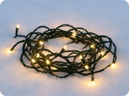 LED Weihnachtskette, 3m, 20xLED, 3x AA, warmweiß, grünes Kabel [1V50-WW]
