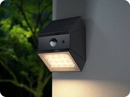 LED-Solar-Wandleuchte mit Sensor 2,5 W, 300 lm, CCT, schwarz