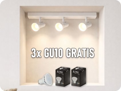 LED-Deckenleuchte für den Innenbereich 3xGU10 RIO, weiß [AD-OP-6431WGU10] + 3x GU10-Lampe gratis!