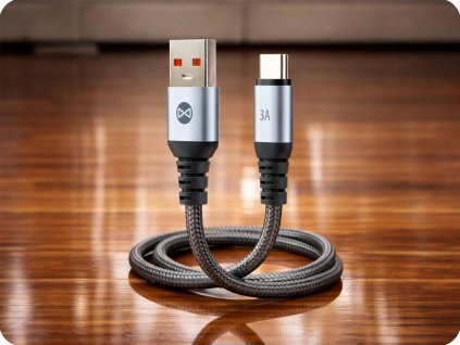 Braix USB-A - USB-C Kabel 1m, 3A, schwarz [GSM195613]