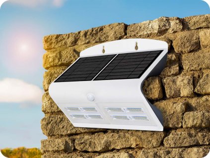 LED-Solarleuchte mit Bewegungsmelder, 7W, 800lm, weiß/schwarz, IP65, 4000 K