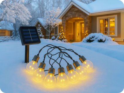 LED Solar Streifen Licht 10 Glühbirnen 3000K