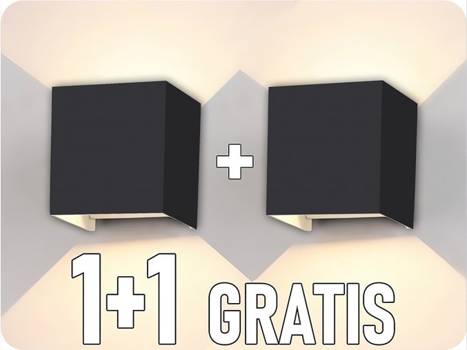 LED-Wandleuchte LEDOM 2x3W, 450lm, IP54, schwarz, 1+1 gratis! [478177]