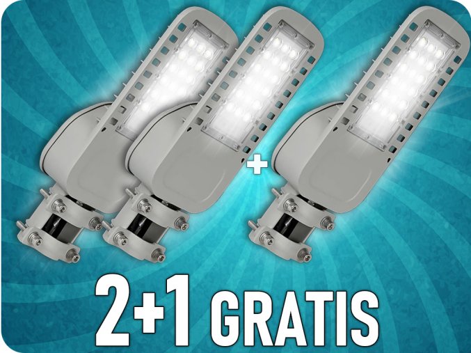 LED Straßenbeleuchtung 50W, 6850lm, 120°, SAMSUNG Chip, grau, 2+1 gratis!