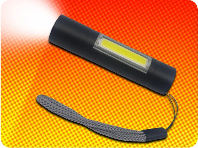 KAMAR LED-Mini-Akku-Taschenlampe, 3 W XPE + 1 W COB, 120 lm + 100 lm, 400 mAh, 3 Modi [LA0205]