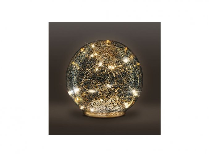 Solight LED-Glas-Weihnachtskugel 20LED Kupferstruktur 3xAAA (1V230)