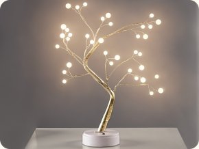 LED goldener Baum auf dem Tisch, Leuchtkugeln, 3,6W, 3xAA/USB, 36LED, 50cm, warmweiß, IP20 [X1036152]